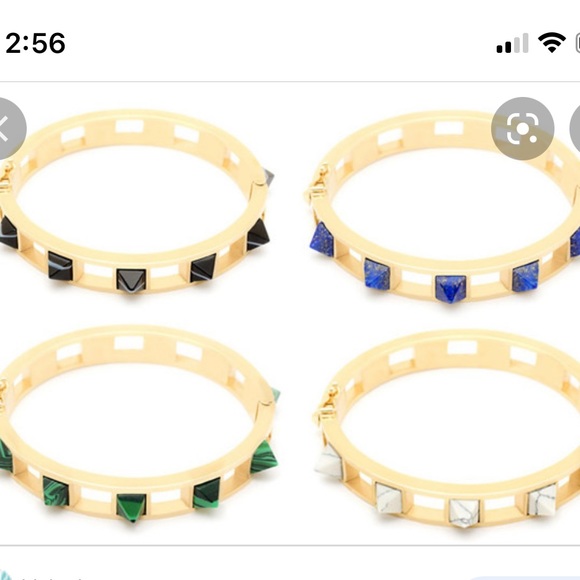 Song of Style howlite marble pyramid stud bangle bracelet white/gold - Picture 7 of 9